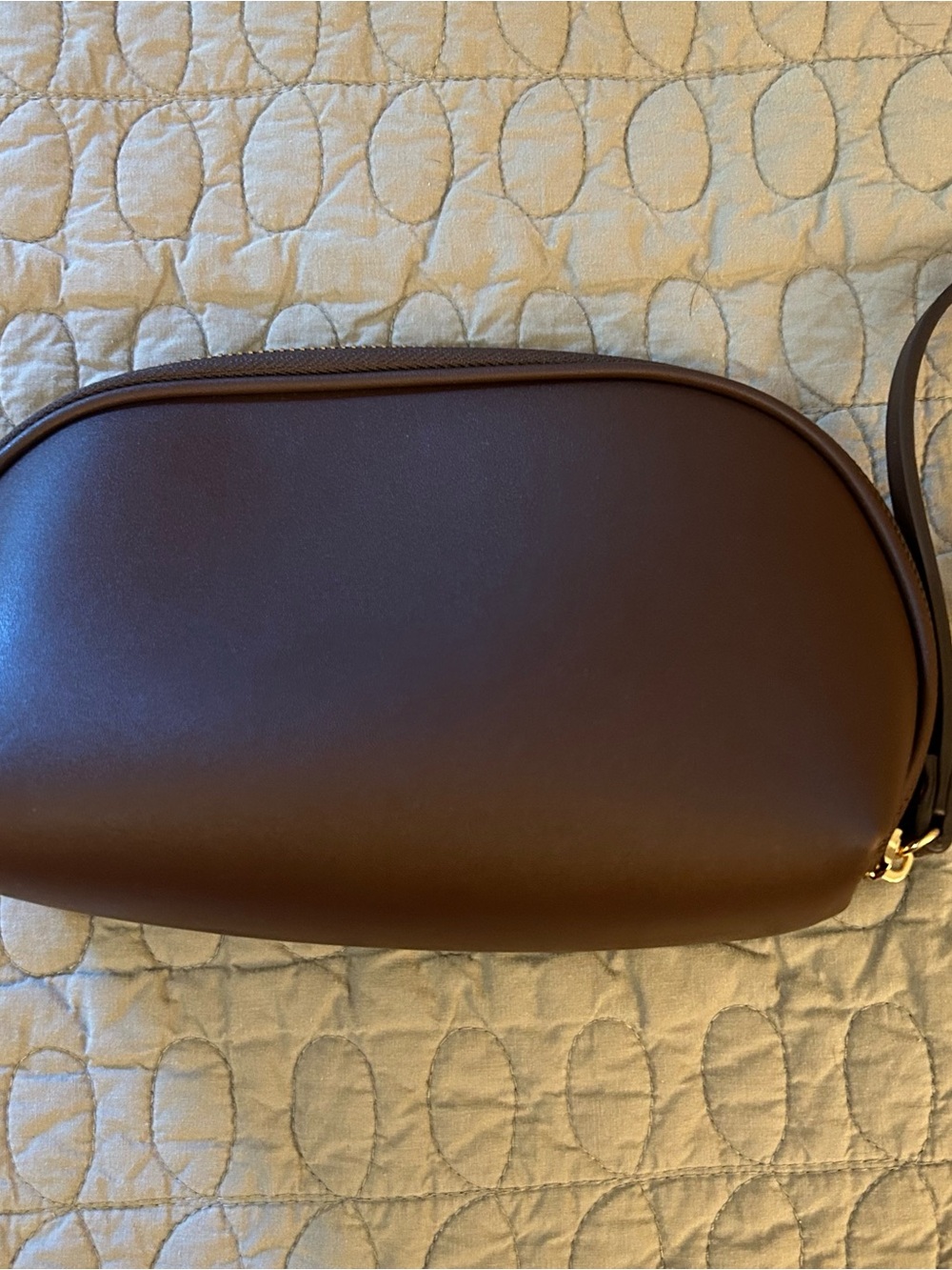 Gussaci Brown Wristlet Clutch Bag Zip Top Gold Tone Hardware